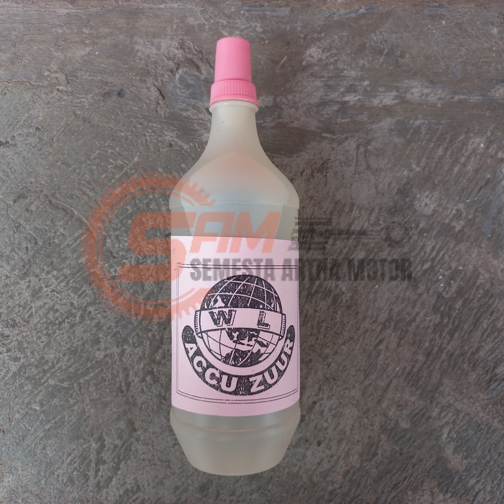 Air Accu Zuur Keras Botol 600ml Cairan Elektrolit Aki Zur Merah Motor Mobil