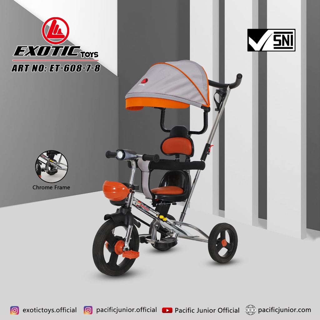 Sepeda bayi atau balita roda tiga EXOTIC ET Musik Lampu Baby