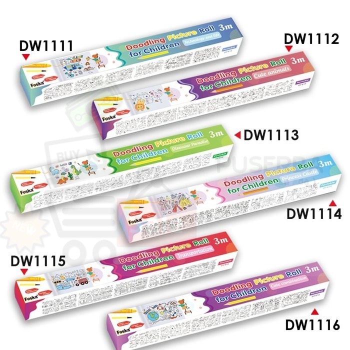 

Kertas Mewarnai Anak 3Mx30cm Doodling Poster Doodle Picture Roll