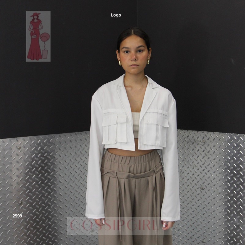 GossipGirls - GAILE BLAZER - Atasan Crop Outer Blazer Jacket Wanita Luaran Top Baju Lengan Tangan Pa