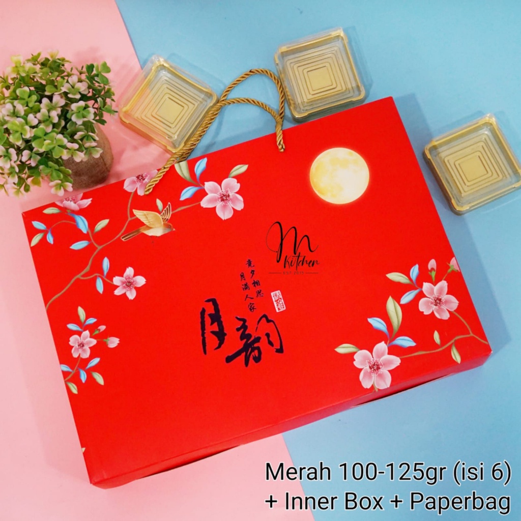 Box Mooncake Merah (100-125gr) Isi 6 + Inner Box / Dus Mooncake