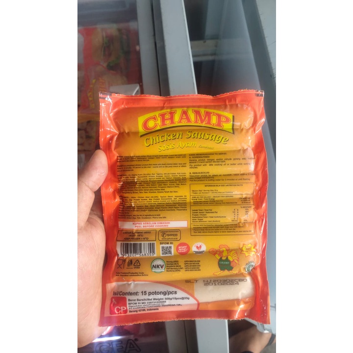 

RB22 Champ Sosis Ayam Isi 15 Pcs 500 Gram