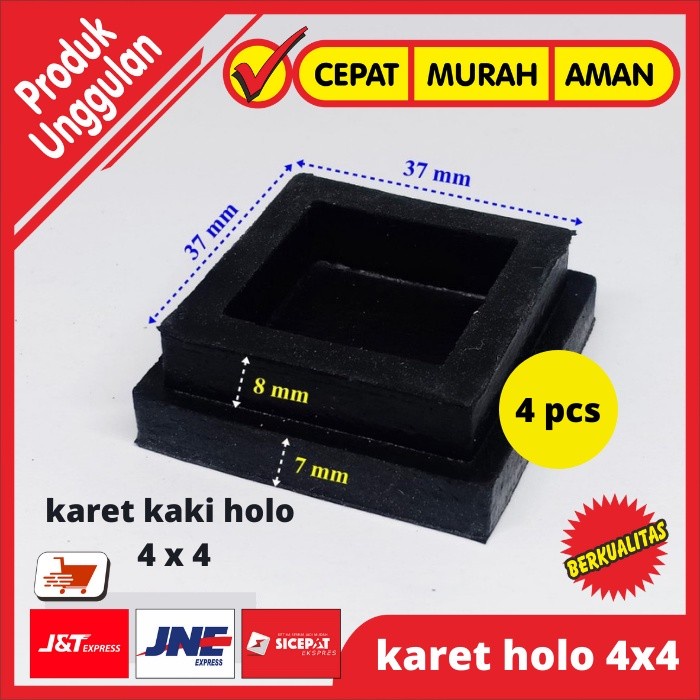 [CG-16] Karet Alas Kaki Kursi Meja 4 x 4 Hollow Holo Hollo Baja ringan 4x4