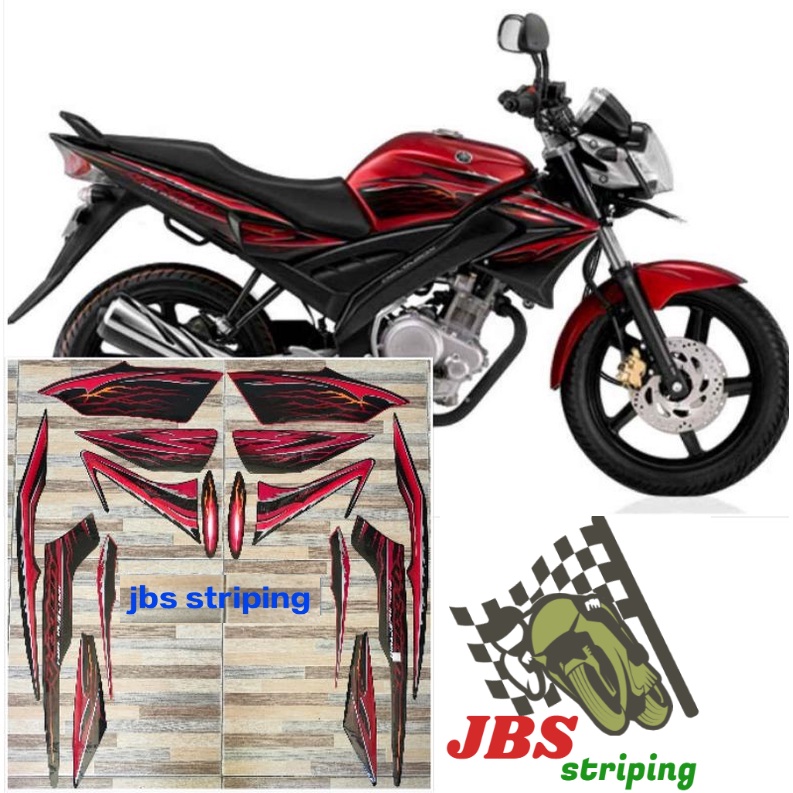 striping  Yamaha Vixion hitam merah tahun 2010 2011 stiker lis strip vixion vixsen kualitas bagus se