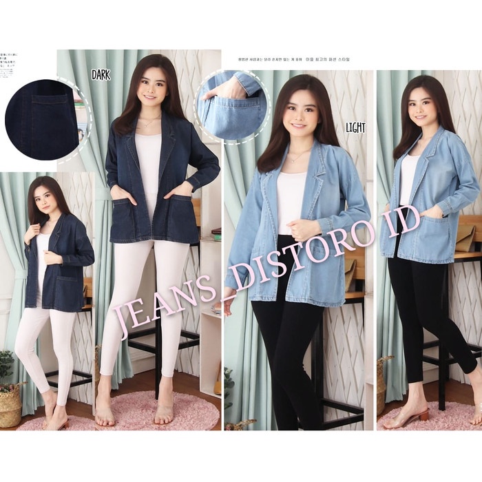 Diskon[Terbaru] JEANS_DISTORO ID LT-blazer jeans wanita lengan panjang BLAZER - BLAZER-DB