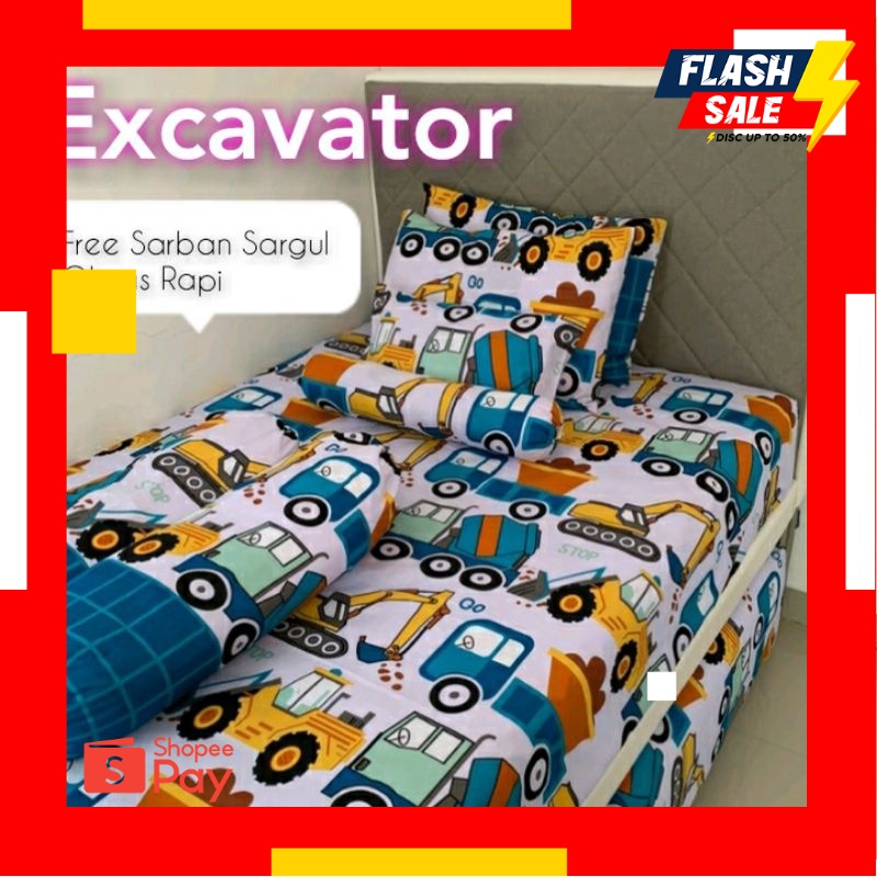 1.1 NEW YEAR SALE |Sprei Mobil Anak Cowok Uk 120 160 180 200 Seprei Motif Excavator