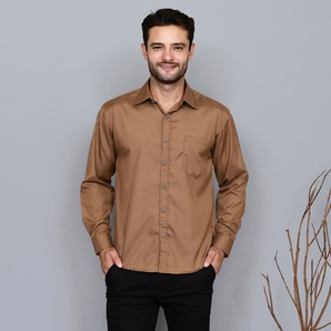 Baju Kemeja Slimfit Polos Lengan Panjang Pria Warna Mocca Merah Hitam Silver Hijau Casual