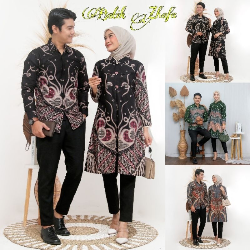 COUPLE NEW ATASAN BATIK MODEREN MEWAH TERBARU KEMEJA BATIK TERBARU SET PAKAIAN WANITA
