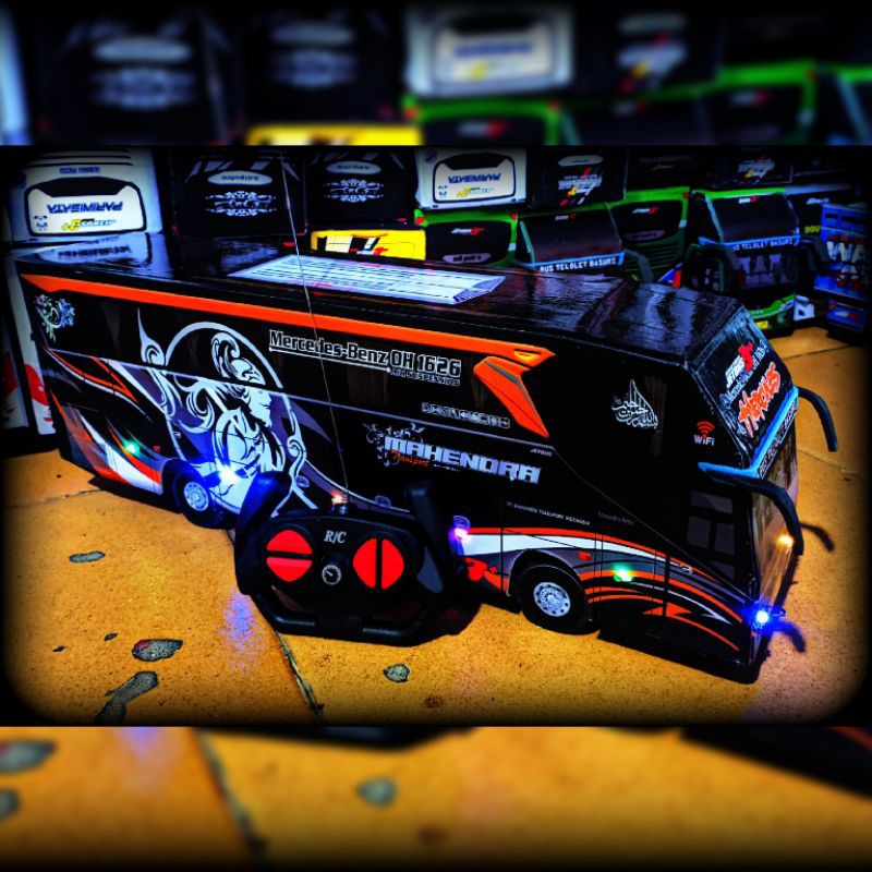 miniatur bus remote control+batu baterai bus