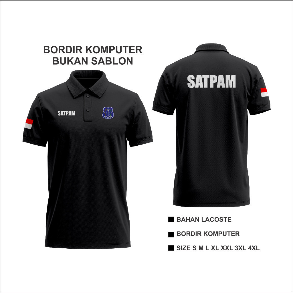 Polo Bordir Baju Kaos Polo Baju Satpam Bordir Kaos Satpam Polo Satpam Bordir / Kemeja Satpam Bordir 