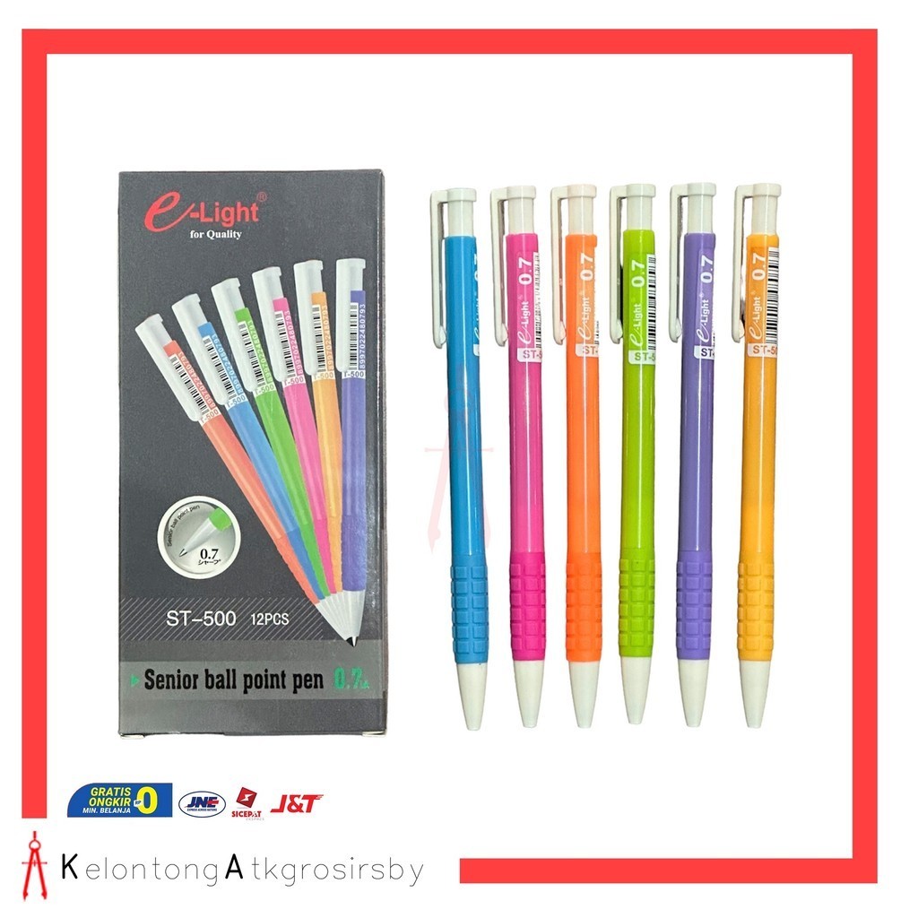 

Ballpoint / Puplen / Bolpen Hitam e-Light ST-500 (12pcs)