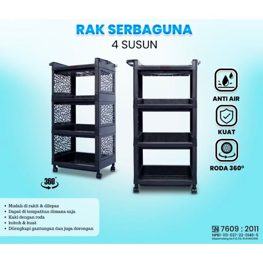 RAK YOYO APARTEMEN + RODA 4 SUSUN HITAM SERBAGUNA