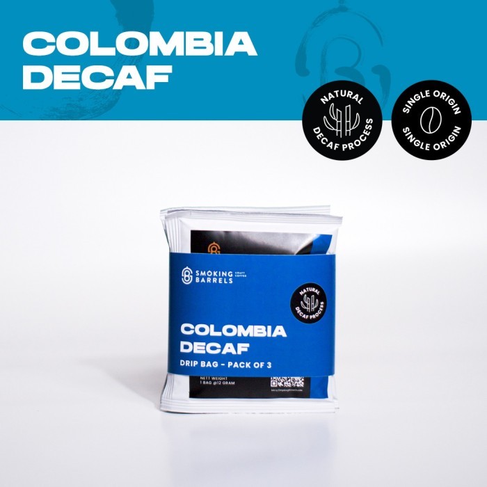 

READY STOCK!!! Coffee Drip Bag 12gr - Colombia Decaf (Arabica Specialty) - Smoking Barrels - Set of 3