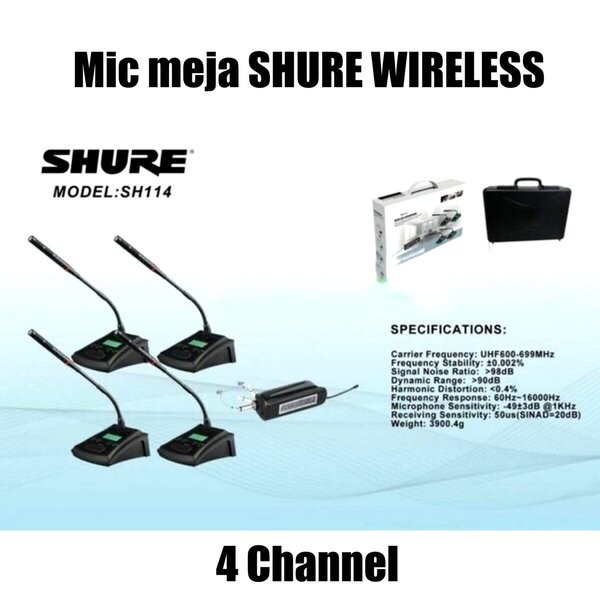 Grosir Mic Wireless Meja  SH 114 - 4 Mic Podium Wireless Conference rapat