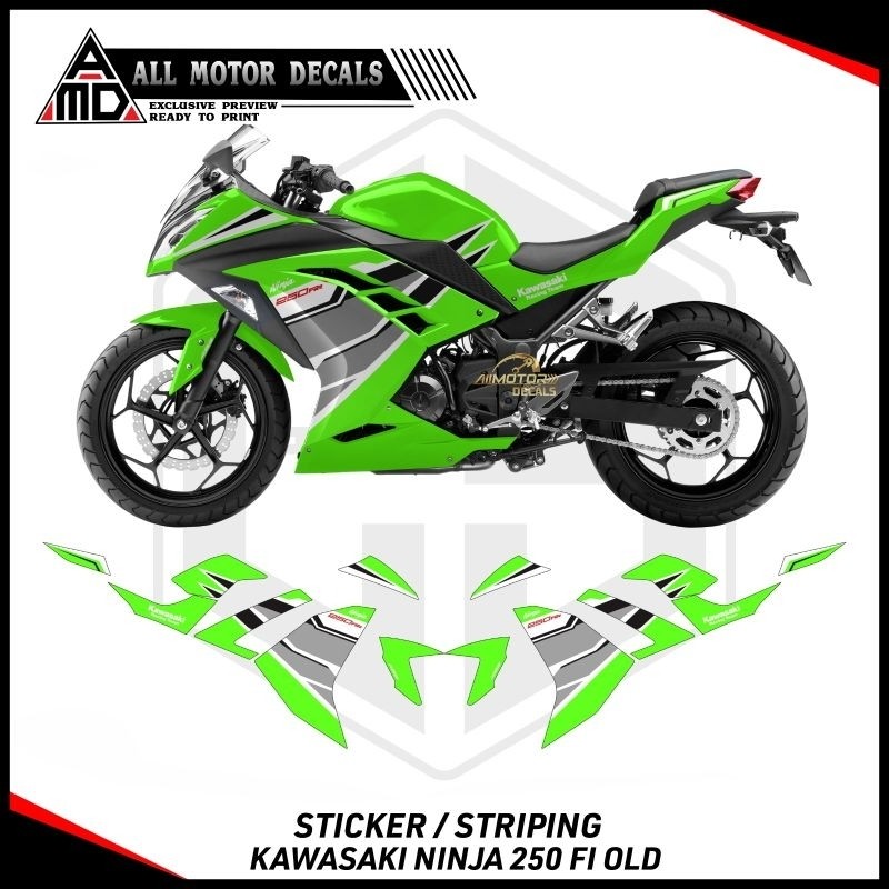 STRIPING NINJA 250 FI LAMA LIVERY RACING RED / STICKER KAWASAKI NINJA 250 FI LAMA / DECAL CUSTOM MOT