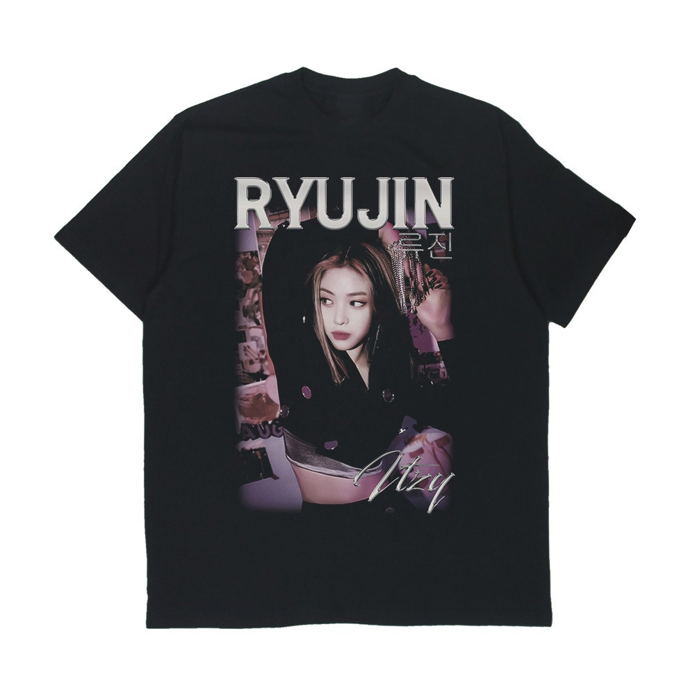 T-shirt Ryujin Itzy Yellbruh Merchandise Tee Black