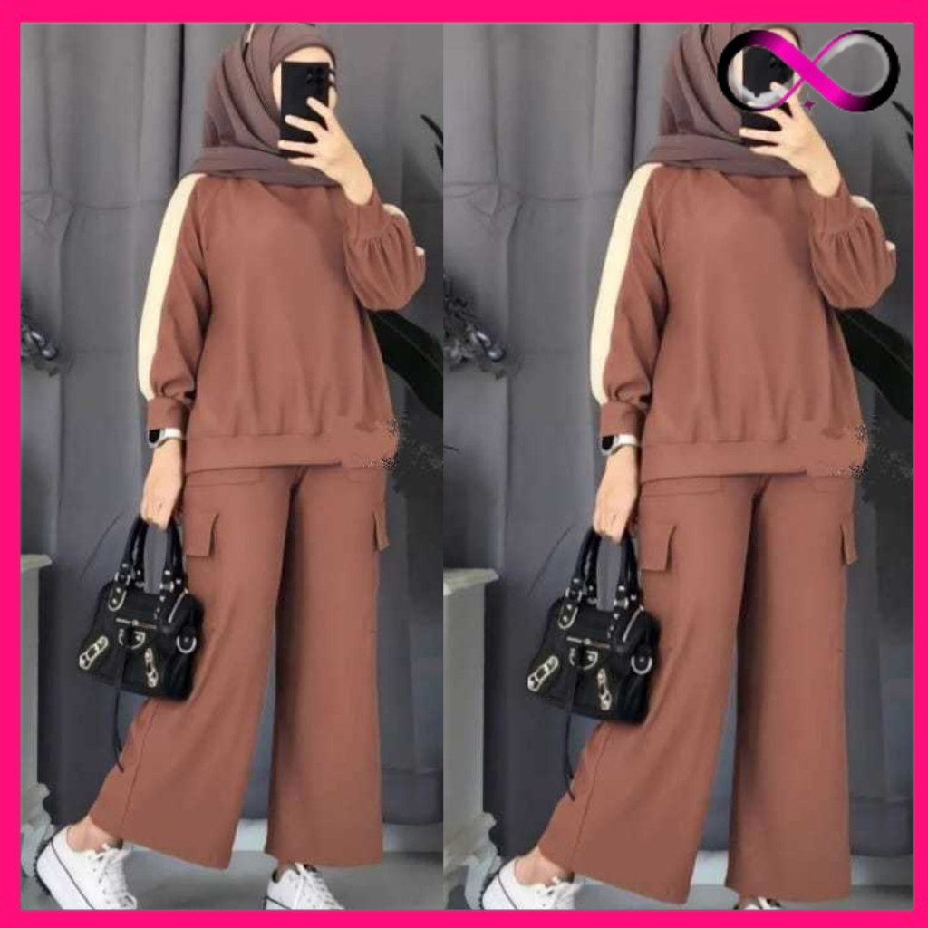 [PROMO TERMURAH] Setelan Cargo Ziza | Setelan Cargo Wanita Remaja Dewasa | Set Atasan Celana Cargo