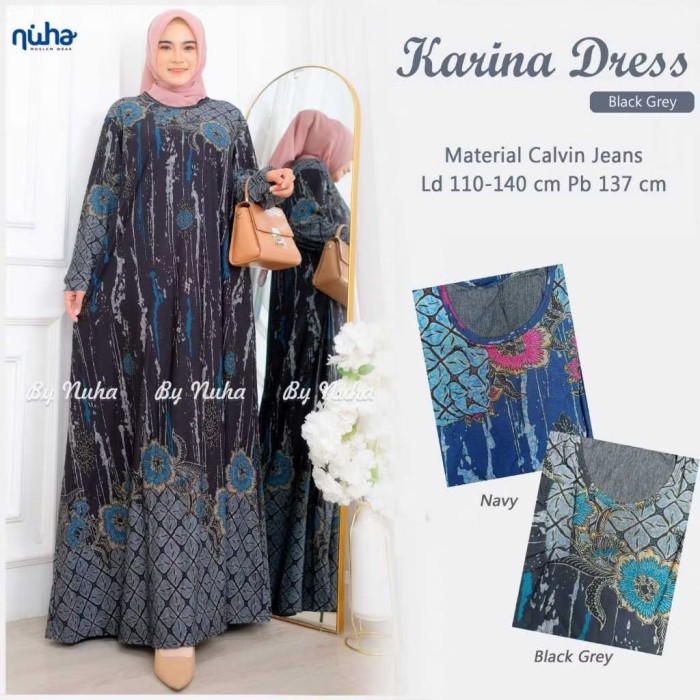 ✔SKY.LD✔ - SALE Gamis Jumbo Maxy Harian Bahan Calvin jeans Ld 130 Arabella Redea - black Grey