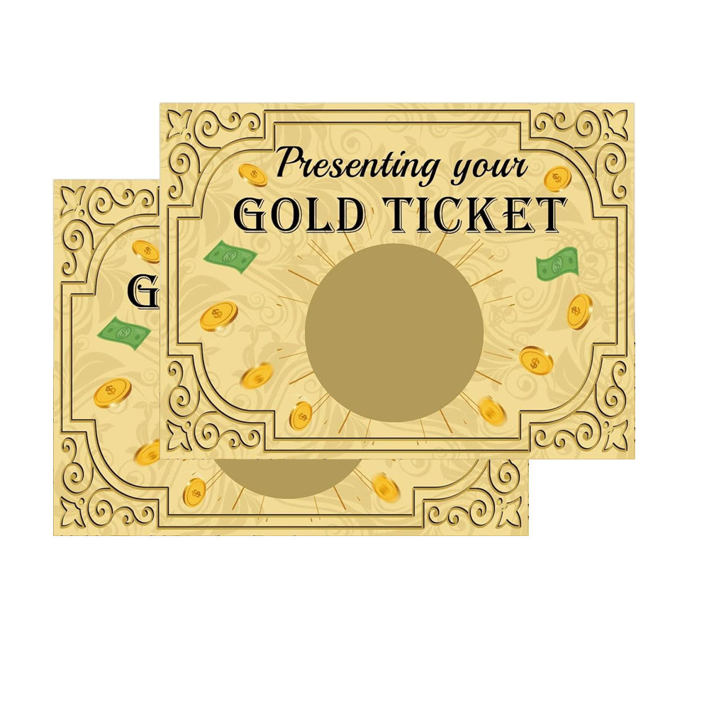 

30Pcs Golden Ticket Scratch Off Cards Make Your Own Golden Scratch Off Tickets Gold Ticket Cards Party Favors Note Cards