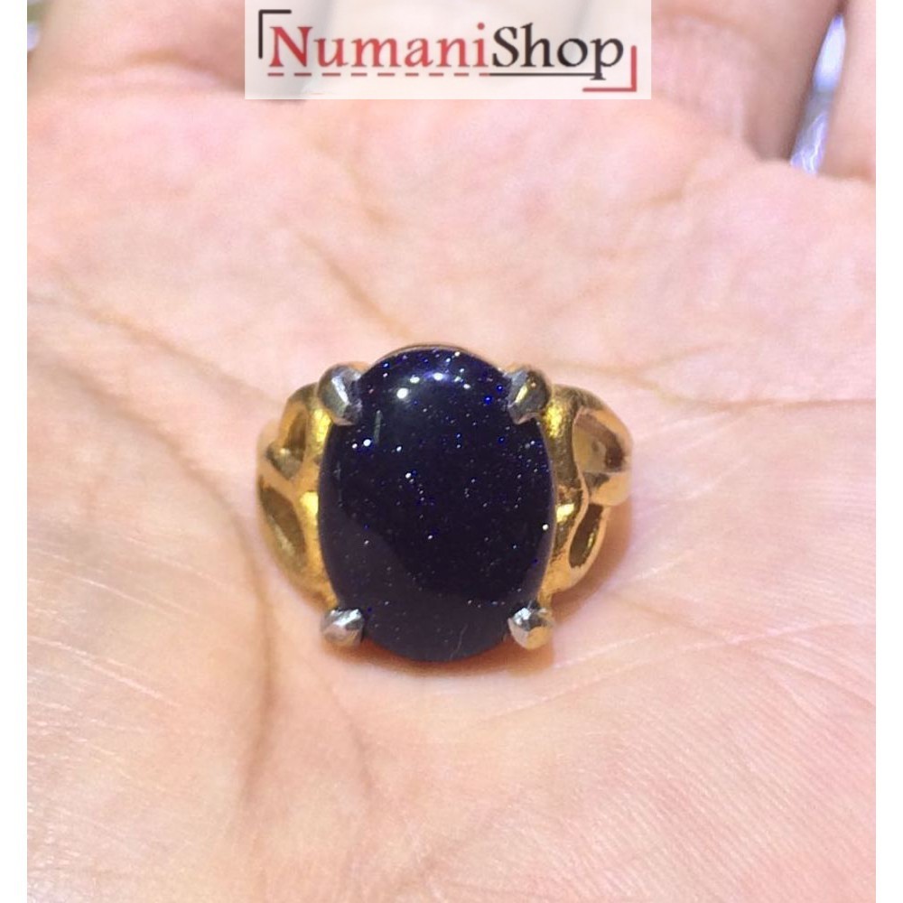 Cincin Titanium Wanita Batu Pasir Intan Biru HQ