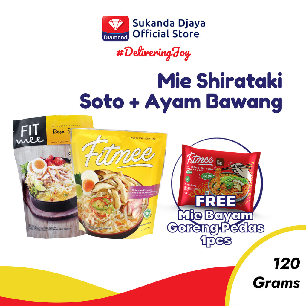 

Mie Instan Fitmee Shirataki Ayam Bawang + Soto FREE Bayam Goreng Pedas