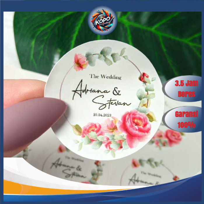 

KOPO 2-4 Stiker Wedding Souvenir Sticker Custom Ucapan Nikah Label Murah