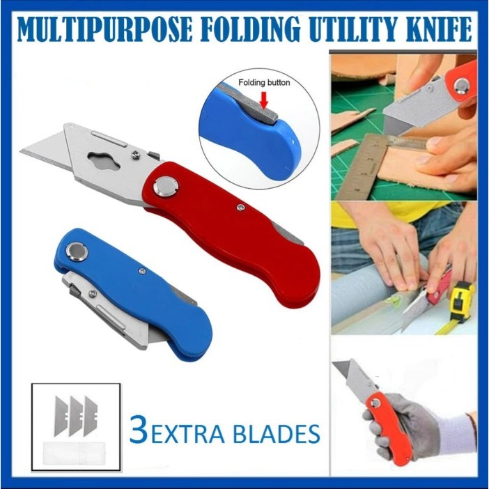 

SS3 Cutter Pisau Lipat Folding Knife Alat Potong Buka Kertas Kardus Paket Unboxing Cardboard Multifungsi SK5 RANDOM TOOL PART