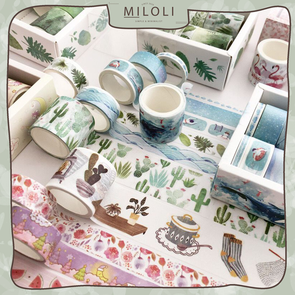 

[MILOLI] 8 Rolls DAILY LIFE GIRLS Tape Cute Flower Washi Tape Deco Masking Tape Jurnal DIY Scrapbook - A0064