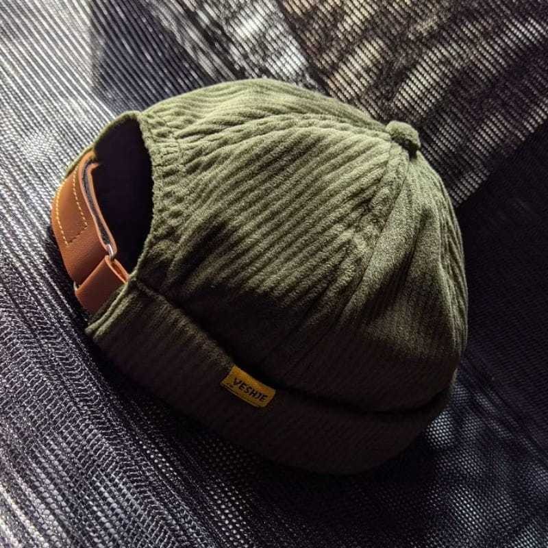 Mikihat Pria peci miki hat hijau army corduroy hitam