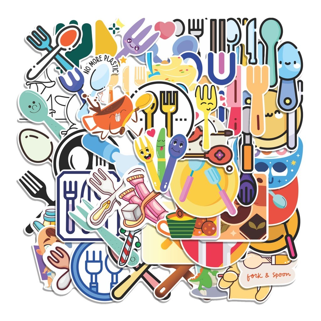 

COD 50 Pcs Stiker Sendok dan Garpu Lucu Anti Air Untuk Dekorasi Notebook Sepeda Skateboard Handphone