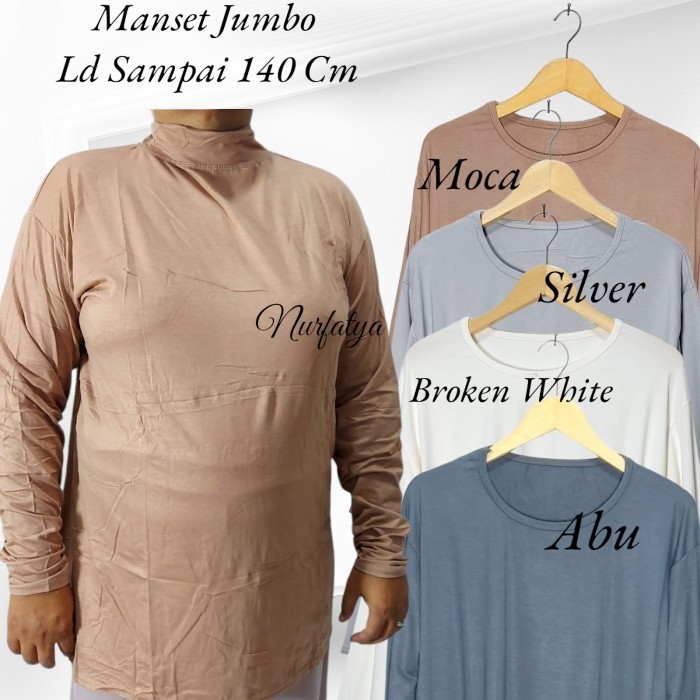 NEW -Manset Kaos Wanita Lengan Panjang Jumbo Krah Tinggi - Navy, Shanghai