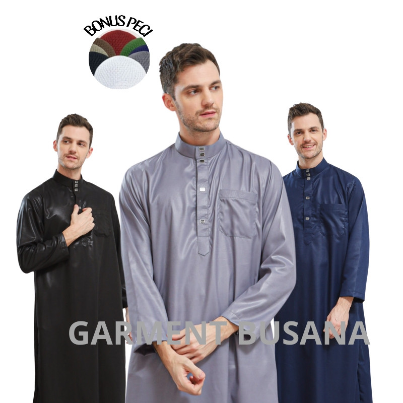 [HOT NEW] Gamis jubah polos pria lengan panjang pakaian muslim laki-laki terbaru jubah DUBAI elegant