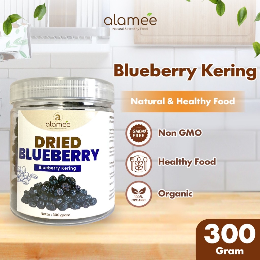 

ALAMEE Blueberry Kering Cemilan Buah Sehat Dried Fruit Blueberry Cemilan Rendah Kalori 300gr