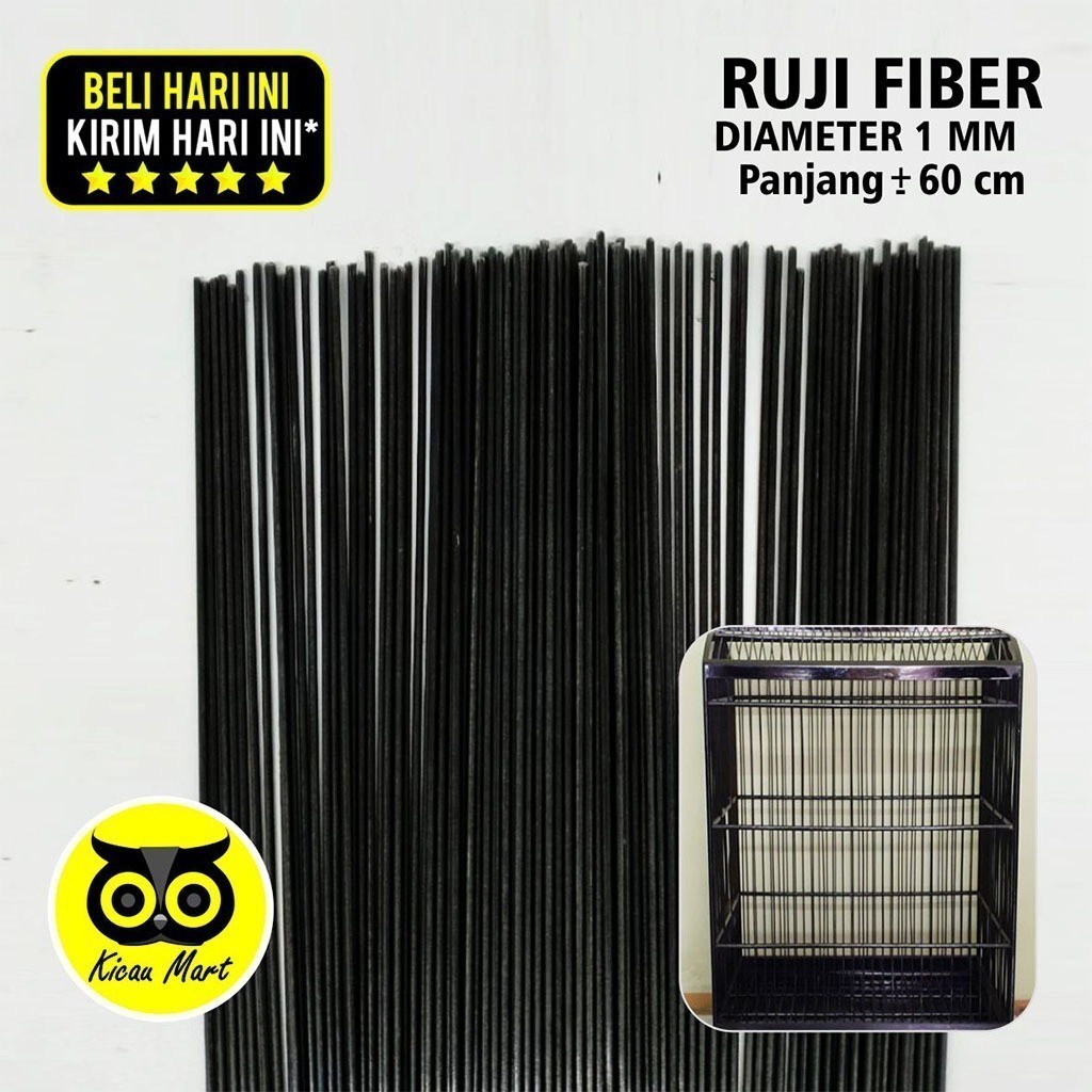 KICAU MART RUJI FIBER JERUJI FIBER HITAM 1 MM 1MM MILI JERUJI KANDANG PLECI BATANG STIK SANGKAR BURU