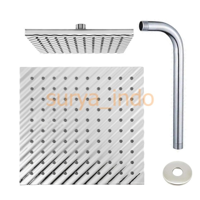 KEPALA SHOWER MANDI SET 8" KOTAK RAINFALL SHOWER TEMBOK WALL SHOWER