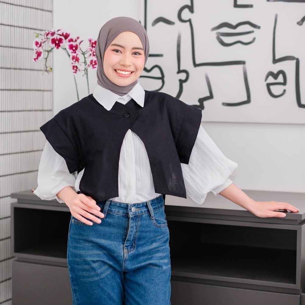 Vest Linen Kekinian Outer Wanita Korean Style Hijabers