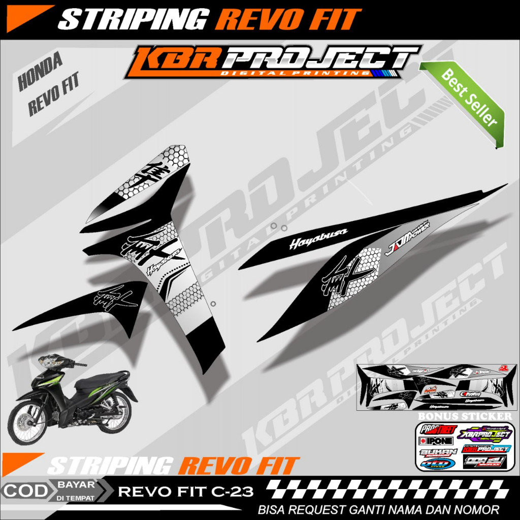 REVO FIT STIKER  STRIPING MOTOR KEREN LIS VARIASI REVO FIT STIKER MOTOR HONDA DESAIN RACING C.23