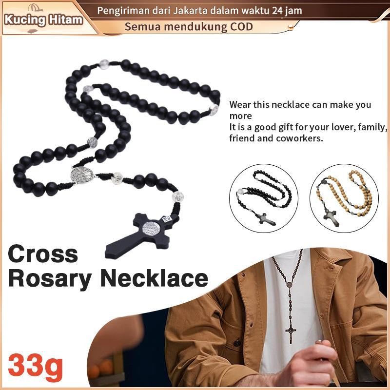 Kalung Liontin Rosario Katolik Manik-manik Rosario Aksesori Perhiasan Liar yang Indah