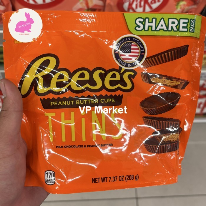 

Reese's Thins Milk Chocolate & Peanut Butter Cup Share Pack 208g | Reeses Biscuit