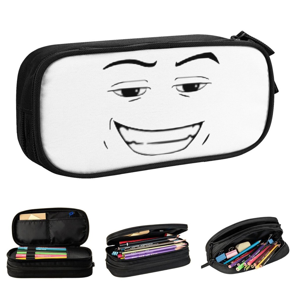 

Man Face Gaming Meme Pencil Case Robloxx Pencil Pouch Pen Holder for Student Large Storage Bags School Supplies Stationery