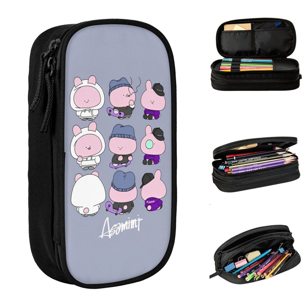

Lovely Rabbit Asamimichaan Cute Asamimi Pencil Case Pencilcases Pen Holder Large Storage Bag Students School Zipper Stationery