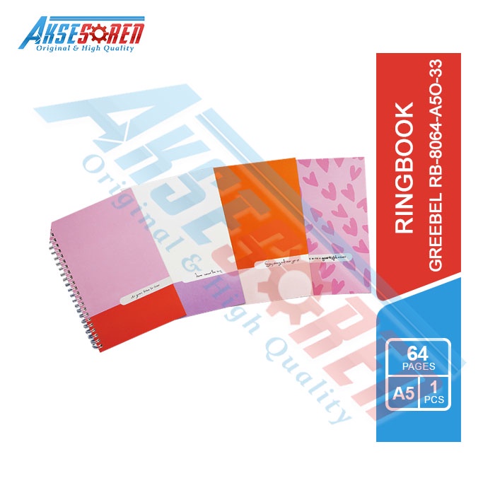

Aksesoren Buku Diary [Greebel RB-8064-A5O-33] / Notebook 64 Halaman / Ringbook / Buku Binder Harian / Agenda / Planner Lucu