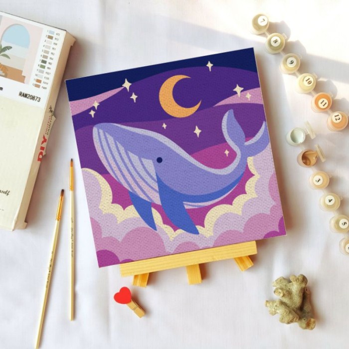 

[SL-0927] PAINT BY NUMBER KIT 20X20 ( 11 Colors ) WHALES - PAINTING KIT DIY