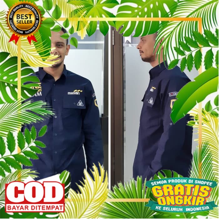 SERAGAM DINAS PDH KANTOR /COD BAJU KEMEJA SERAGAM PDL BANK ONE MANDIRI TEAM BORDIR KEMEJA PANJANG PR