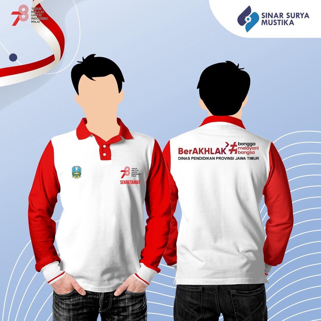 POLO CVC BAJU KEMERDEKAAN BAJU PANITIA POLO COTTON ATASAN WANITA PRIA CUSTOM BORDIR