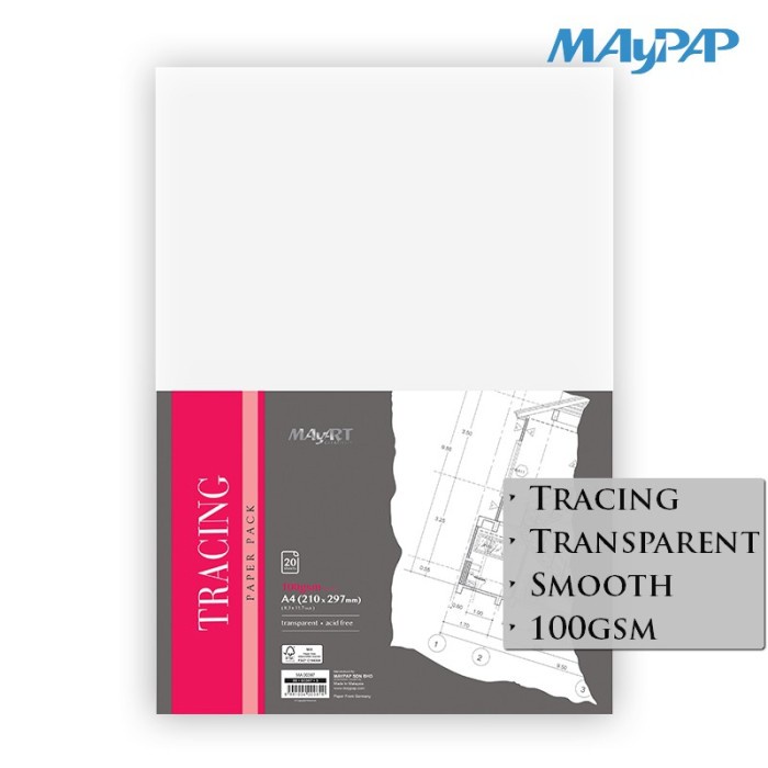 

MayArt Tracing Paper A4 60gsm - 20 lembar / Kertas Kalkir A4