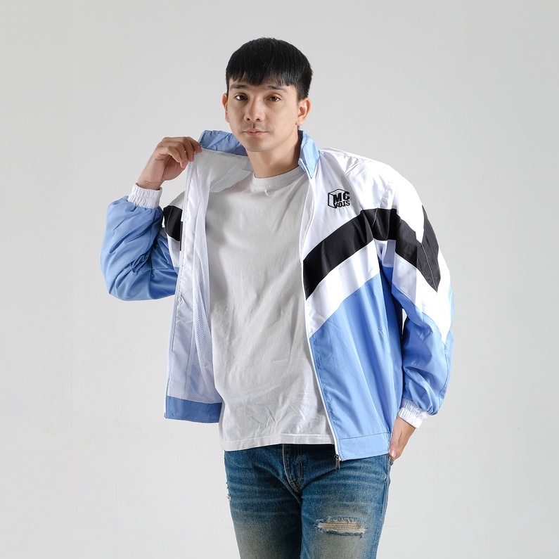 Retro Jaket Mcvois Pria Wanita Sport Biru