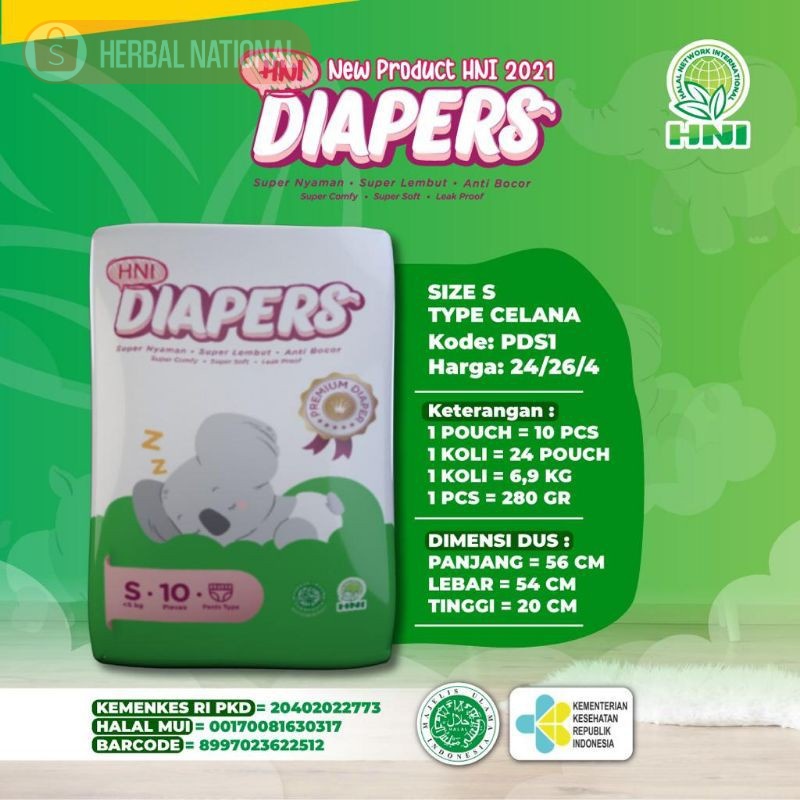 

DIAPERS SZE S - POPOK ANAK - HNI BPOM - Produk Herbal