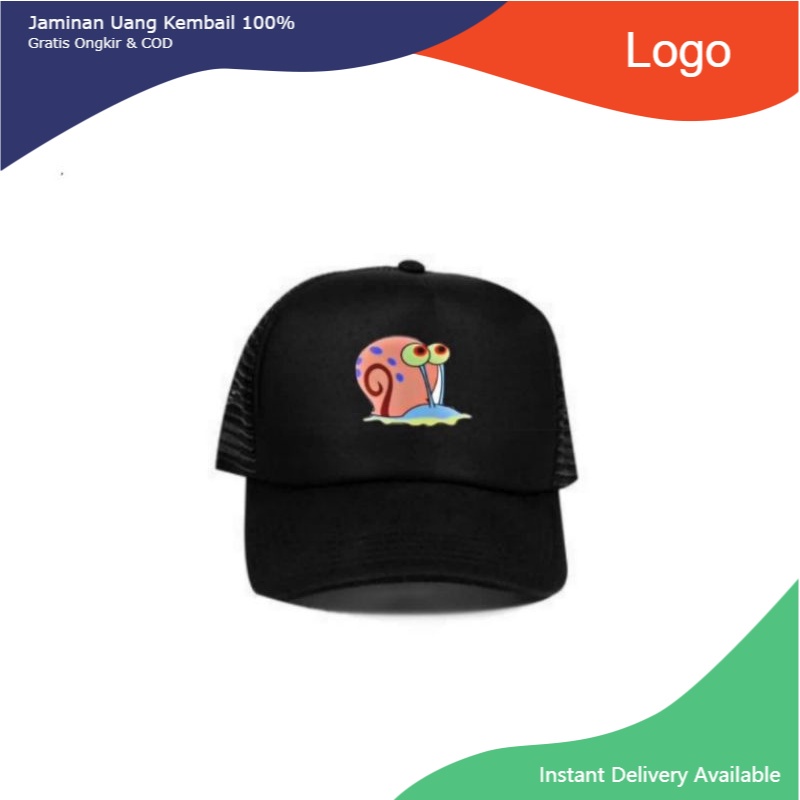Snapback topi SPONGEBOB GERRY trucker polos hitam caps hat jaring / bisbol / pria wanita dewasa dan 