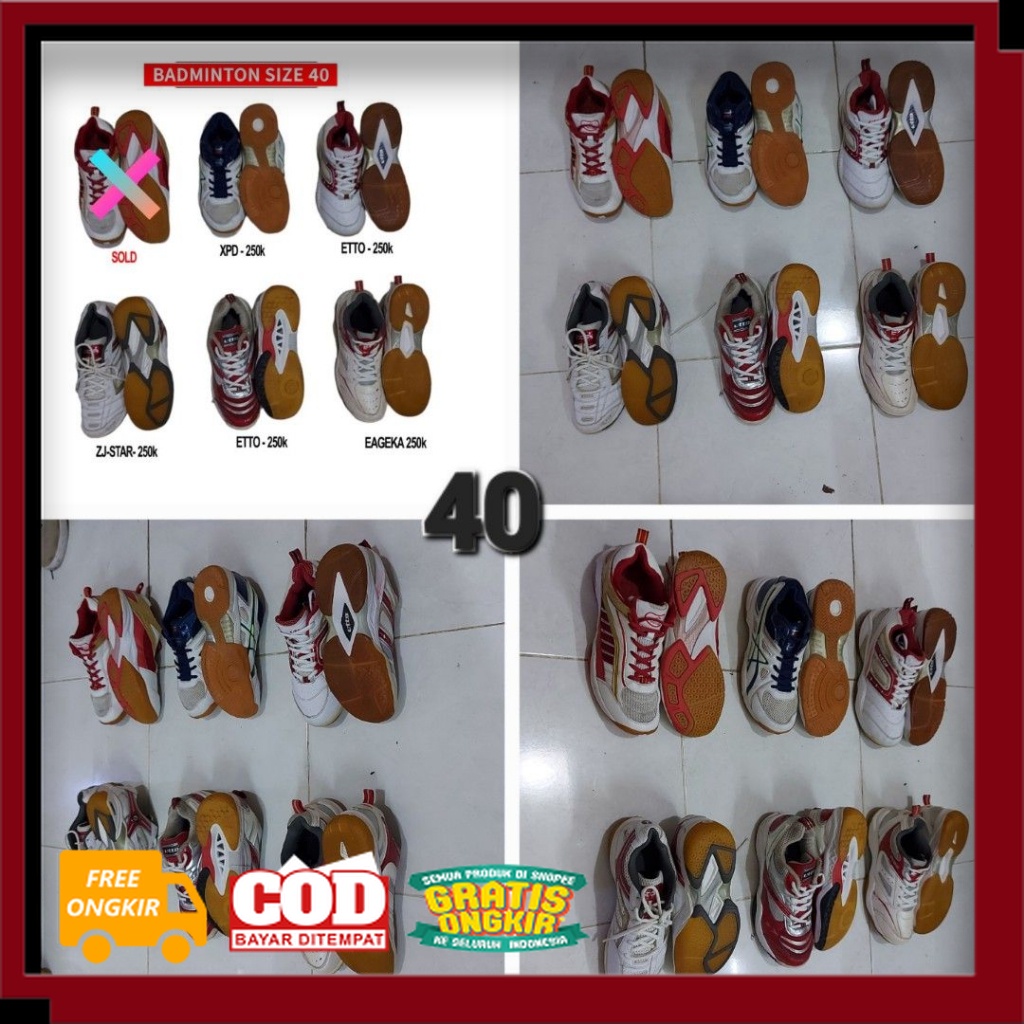 SEPATU KEREN MODEL BARU BEST SELLER /Sepatu Badminton Second Original size 40 s/d 44